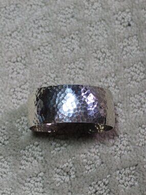 Captivating Signed Hemmick 925 Hammered Sterling Silver Accent Cuff Bracelet